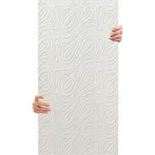 Odea Tink 3D Kendinden Yapışkanlı Duvar Kağıdı Yeni Nesil Akustik Keçe Panel Dalgalı Desen 52X98 cm (Beyaz, 10 Adet 5 M²)