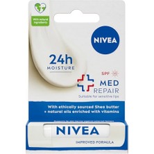 Odea Nıvea Med Repair Dudak Bakım Kremi, 24 Saat Nem,doğal Yağlar ile Çatlamış Dudak Bakım,spf 15 (4,8 Ml)