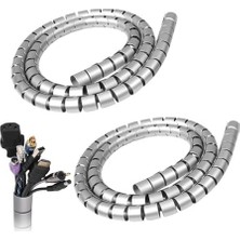 Odea Aksesuarcı 22 mm Gri 1 Metre Spiral Kablo Kanalı, Boru Tipi Kablo Düzenleyici, Kablo Toplayıcı Gizleyici, Kablo Kelepçesi, Kablo Tutturma Bağları (2 Adet)
