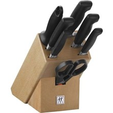 Odea Zwilling Four Star 8 Parça Blok Bıçak Seti Doğal Ahşap Bloklu, Paslanmaz Çelik ve Ahşap, Siyah