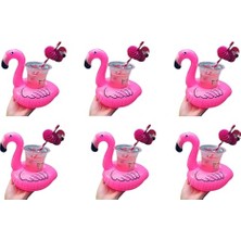 Odea Flamingo Şişme Havuz Deniz Bardak Tutucu Float Bar 6 Adet