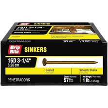Odea Grip Rite 16CTDSKR1 16D 3-1/4-Inç Kaplamalı Platin, Brite Pürüzsüz Şaftlı, 1 Lb, 1 Lb, Renksiz