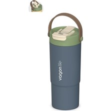 Odea Tumbler Mug 660 ml Tek Kapak Çift Kullanım Pipetli Rahat Içim Kulplu Paslanmaz Çelik Termos 1102-660ML Lacivert