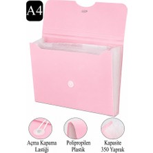 ArtMaster Körüklü Dosya 13 Bölmeli Pastel Pembe 1 Adet A4 Akardiyon Dosya Düzenleyici 13 Cepli Lastikli Dosya Belge Düzenleyici