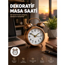 Retro Tarz Bronz Dekoratif Masa Saati Metal Gövde Yüksek Sesli Alarm - Lisinya