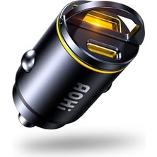 Odea Superauto Araç Içi Şarjı, 2 Portlu Pd 45W Type-C ve Usb-A Girişli, USB 30W Hızlı Şarj Çakmaklık Adaptörü, Siyah