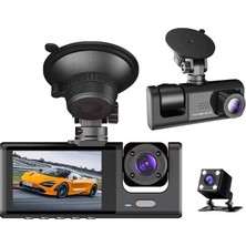 Odea Araç Içi Kamera 3 Kameralı Geniş Açı 1080P G-Sensör Gece Görüşlü Ön-Iç-Dış Arka Araç Kamerası