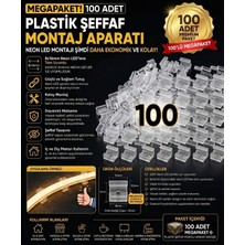 Econa 100 Adet Neon LED Tutucu Klips 1 Vidalı Duvar Aparatı,bağlantı Montaj Aparatı,kroşe,plastik Şeffaf Montaj APARATI,100 Adet 8X16 mm Neon LED Montaj Aparatı Plastik ve Şeffaf Kroşe Klips Seti