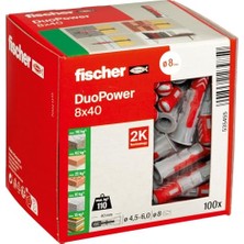 Odea Duopower 8 x 40, Evrensel Dübel, Güçlü 2 Bileşenli Dübel, Beton, Tuğla, Taş, Alçı Yapı Plakaları Vb. Sabitlemek Için Plastik Dübel, Vidasız, 100 Adet