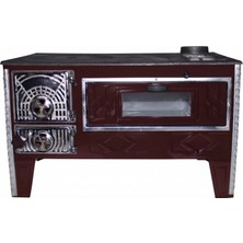 Dorello Kuzine Soba Döküm Soba  Paçalı Kuzine Soba 50 cm Fırınlı Kahverengi