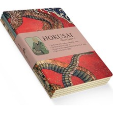 Odea Ghosts Series I - A6, Hokusai 4'lü Defter Seti V, Çizgisiz, Toplam 192 Sayfa, Her Biri 48 Sayfa, Tel Dikiş, Esnek Kapak, Oval Kenar, Tuval Doku, 60 Gram, Sarı Krem Renk