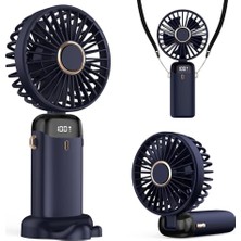 Odea Taşınabilir USB Vantilatör, 4200MAH Şarjlı El Tipi Fan, LED Ekranlı, 3'ü 1 Arada El/boyun/masa Fanı, Yaz, Ofis, Seyahat Için, Kadınlar, Kızlar ve Çocuklara Hediye (Lacivert)