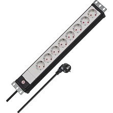 Odea Brennenstuhl Premium-Line Çoklu Priz, 8'li, 19 Inç Formatında, Sunucu Dolapları Için Ideal (3 M Kablolu Çoklu Priz, Almanya'da Üretilmiştir) Siyah/gri