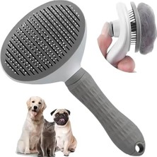 Odea Sogud Gri Otomatik Temizlenen Tüy Toplama Tarağı – Basmalı Mekanizmalı Kedi ve Köpek Tarak – Çelik Iğneli, Cilt Dostu, Ergonomik Saplı – Uzun ve Kısa Tüyler Için Bakım