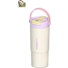 Odea Tumbler Mug 660 ml Tek Kapak Çift Kullanım Pipetli Rahat Içim Kulplu Paslanmaz Çelik Termos 1102-660ML Beyaz