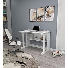 Odea Pillar Raflı Ders Çalışma Masası Bilgisayar Masası Beyaz Çalışma Masası