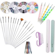 Odea Nail Art Tırnak Süsleme Sanatı Tasarım Seti, 37 Adet, Tırnak Fırçası, Şerit Bant, Noktalama Kalemi, Suni Elmas Taşlar, Tırnak Süsleri