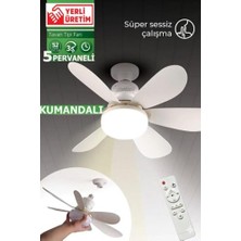 Odea Işıklı Uzaktan Kumandalı Tavan Vantilatörü Süper Sessiz Çalışan 5 Pervaneli Tavan Fanı Çok Fonksiyonlu LED Işıklı Uzaktan Kumanda ile Hız ve Işık Ayarlı Salon Yatak Odası Ofis Tavan Tipi Vantilatör