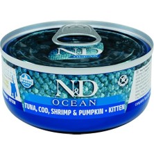 Odea N&d Ocean Yaş Kedi Sı, Konserve Morina Balığı, Karides ve Balkabaklı, Yavru Kedi, 70 gr