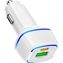 Odea CR01 Araç Şarj Adaptörü Dual Port Pd Araç Şarjı Yeni Nesil Pd + Standart USB Ledli A Kalite Araç Şarj Başlık Fast (Beyaz)