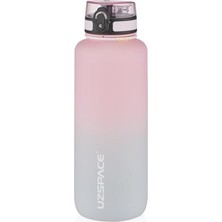Odea Uzspace 1500ML Çift Renkli Sızdırmaz Bpa Içermez Kilitlenebilir Kapaklı Motivasyonel Tritan Su Matarası (Pembe-Gri)