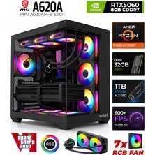 Xaser Shiny X70  Ryzen 5 7500F 32GB Ddr5 Ram 1tb M.2 Nvme SSD 8gb RTX5060 Sıvı Soğutmalı Oyuncu Bilgisayarı