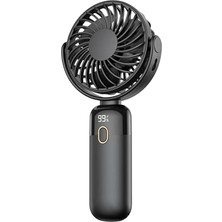 Odea K70 Taşınabilir Şarjlı El Vantilatörü 2400MAH 360° Döner Başlıklı Standlı Dijital Ekranlı Soğutucu Fan Siyah