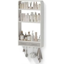 Odea Premium Yapışkanlı Duvar Rafı Organizer, Banyo Mutfak Rafı, 70X40X10 Cm, Çekmeceli, Kancalı, Suya Dayanıklı, Delme Gerektirmez