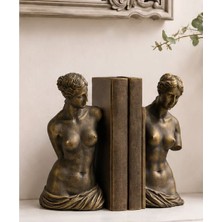 Yaratıcı Sanatlar Atölyesi 2'li Roma Kadınları Heykeli Kitap Tutucu Kitaplık Dekoru Book Nook