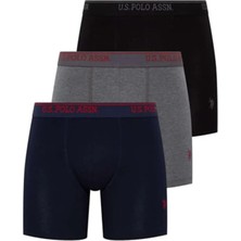 U.S. Polo Assn. Erkek 3 Adet Pamuklu Kumaş Likralı Uzun Paçalı Boxer
