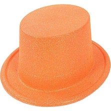 Zero Land Ece-Umay Floresan Turuncu Renk Simli Uzun Fötr Melon Şapka 12 cm