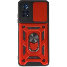 Aslanoğlu Store Newface Xiaomi Poco X4 Pro 5g Kılıf Pars Lens Yüzüklü Silikon - Kırmızı