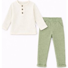 Bubito Unisex Bebek&çocuk %100 Pamuklu Müslin Alt Üst Pijama Takım-Yeşil