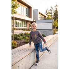 HC Kids Wear Erkek Çocuk Bisiklet Yaka Nakışlı Sweatshirt