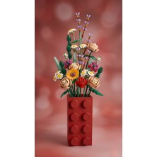 Craftopya Brick Tasarımlı Dekoratif Vazo - Yapı Bloğu ve Botanik Çiçek Uyumlu (15 Cm)