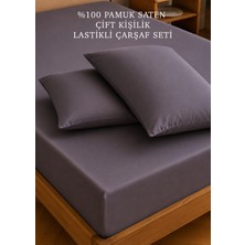 Bella Maison %100 Pamuk Saten Çift Kişilik Lastikli Çarşaf Seti Antrasit (160X200X35 Cm)