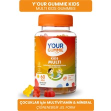 Y'our Gummie Multi Kids Gummies 60 Adet. Çocuklar Için Çiğnenebilir Jel Multivitamin ve Multimineral A-B3-B5-B6-B12-D3-E-C Vitamini-Çinko..
