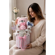 Sole Kız Bebek Hoş Geldin Hediye Kutusu – Nazar Dualı Aynalı Peluş Ayıcık, Tavşan ve Peluşlu Yeni Doğan Bebek Hediyesi