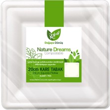 Doğaya Dönüş Karton Kare Tabak 20 Cm-6 Lı