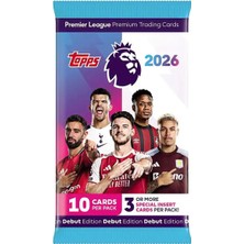 Topps Premier League 2025/26 10'lu Futbolcu Kartı Paketi 3+ Özel Kart Debut Edition