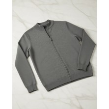 Pierre Cardin Erkek Gri Melanj Slim Fit Fermuarlı Triko Hırka 50317409-VR086