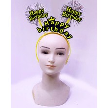 Zero Land Ece-Umay Happy Birthday Püsküllü Neon Sarı Renk Doğum Günü Tacı 22X19 cm