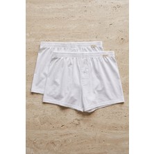 Katia & Bony 2'li Paket Basic Modal Loose Fit Erkek Boxer Beyaz/Beyaz