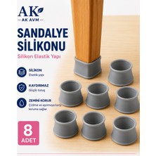 Ak Avm Gri Renk Silikon Sandalye Ayağı Kaydırmaz Kılıf Ayak Zemin Koruyucu