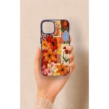 Vip Case iPhone 13 Uyumlu Turuncu Zambak Desenli Silikon Kılıf