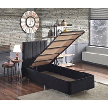 Niron Yatak Niron Ela Baza ve Başlık Seti - 90x190 cm Tek Kişilik Siyah Kumaş Baza ve Başlığı Silinebilir Soho Kumaş
