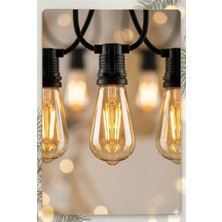 Hace Bazaar 5 Metre Sabit Yanan Modlu 10 Ampul Parti Organizasyon Iç & Dış Mekan 2700K LED Aydınlatma Uzatma Fişli