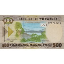 Banknoting Ruanda 500 Frank 2019 Rwanda. Çil.