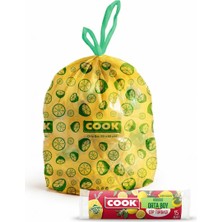Asitan Cook Büzgülü Çöp Torbası, Orta Boy, 55 x 60 Cm, 15 Yaprak, Limon Kokulu, Sarı