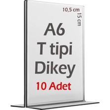 Asitan A6 T-Tipi Dikey Şeffaf Föylük Menü Broşür Etiket Fotoğraflık Albüm Stand Sehpa (10 Adet)